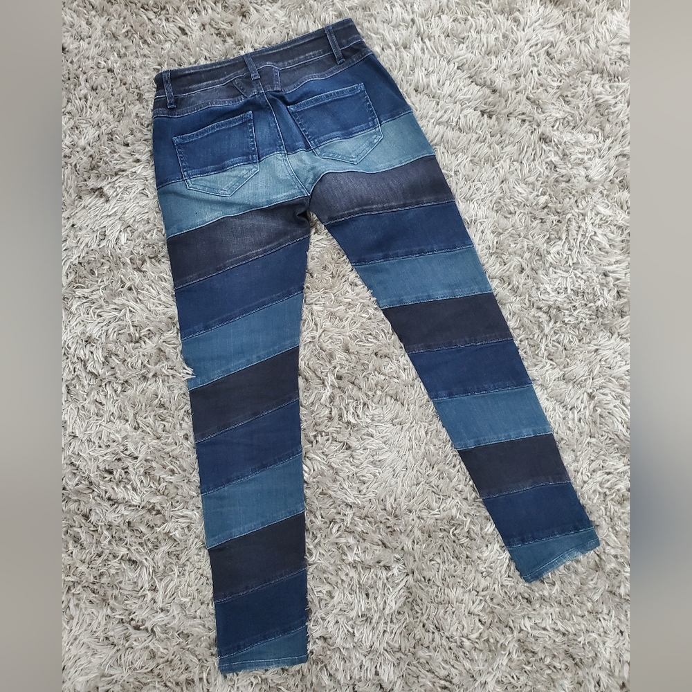 Closed Dark Blue Denim Striped Patched Jeans Size 27 - Picture 2 of 9